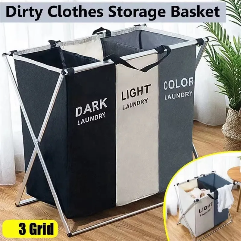 1/3 Grids Dirty Clothes Laundry Basket