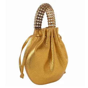 AYLA BAG - GOLD SHIMMER CALF LEATHER - GOLD & TOPAZ STONES - GOLD HARDWARE