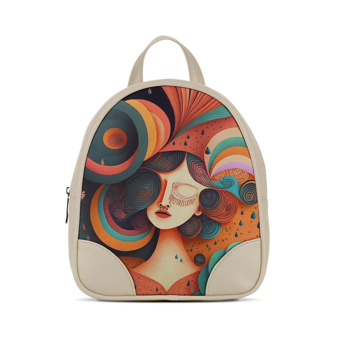 Beige O Mini Backpacks Colorful Pattern