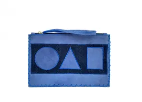 BLUE GEO FLAT POUCH