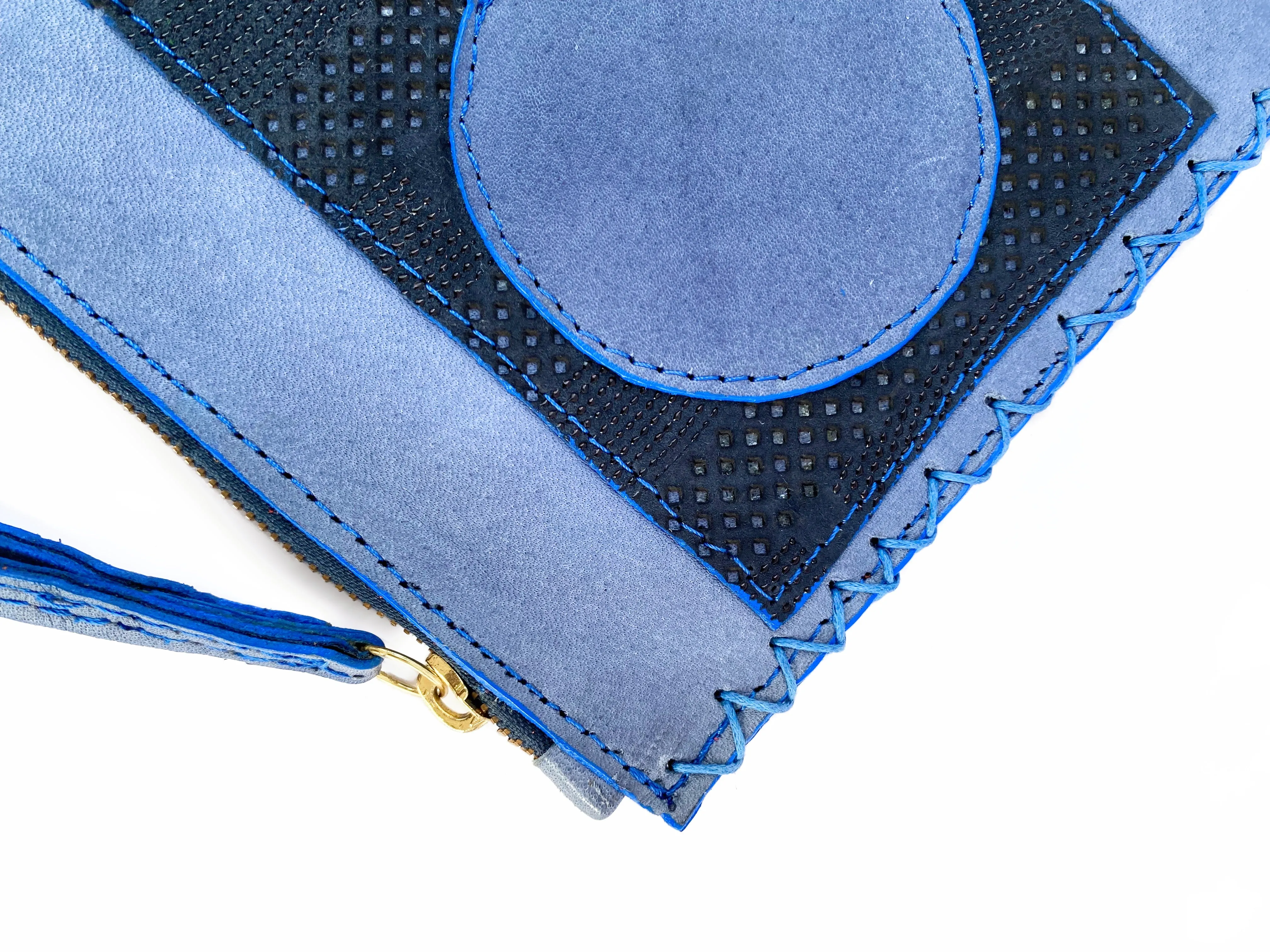 BLUE GEO FLAT POUCH