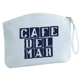 Café del Mar Blue Tile Logo Organic Cotton Canvas Wristlet Zip Pouch