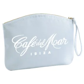 Café del Mar Ibiza White Bold Logo Organic Cotton Canvas Wristlet Zip Pouch