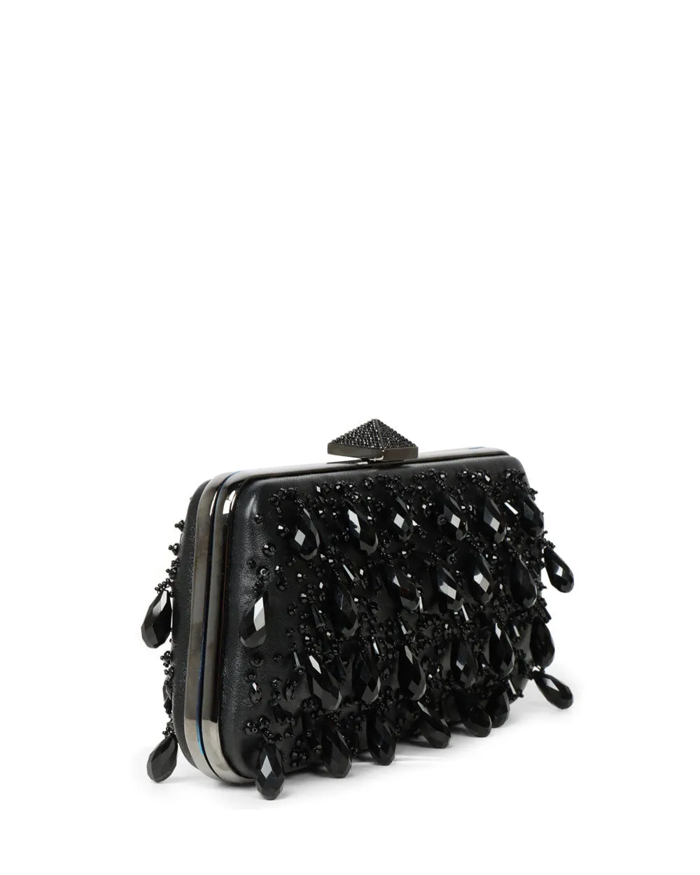 Carry Secrets Rhinestone Minaudiere Clutch in Nero Jet