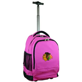 Chicago Blackhawks Premium Wheeled Backpack in Pink