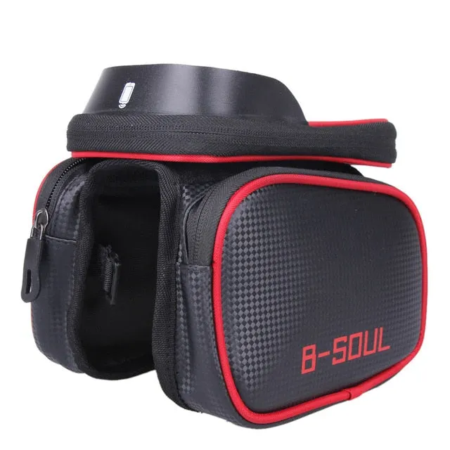 Cycling Bike Front Frame Bag Tube Pannier Double Pouch for 5.5-6.2Inch Cellphone Accessories Riding