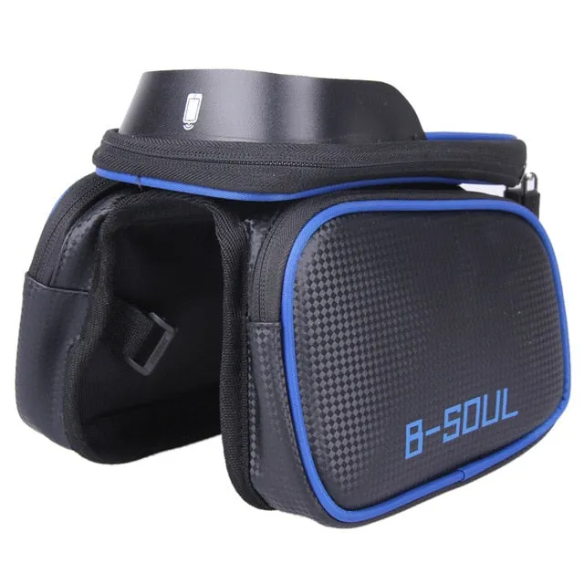 Cycling Bike Front Frame Bag Tube Pannier Double Pouch for 5.5-6.2Inch Cellphone Accessories Riding