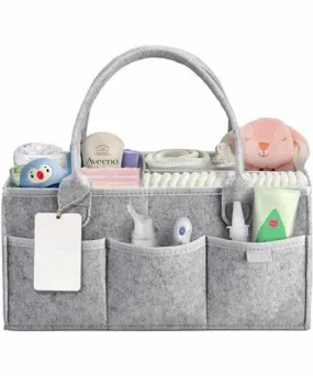 Diaper Caddy Organizer – Neutral Nursery Basket with Removable Dividers