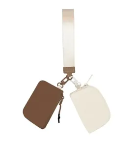 Double Tone Wristlet - Brown & Cream