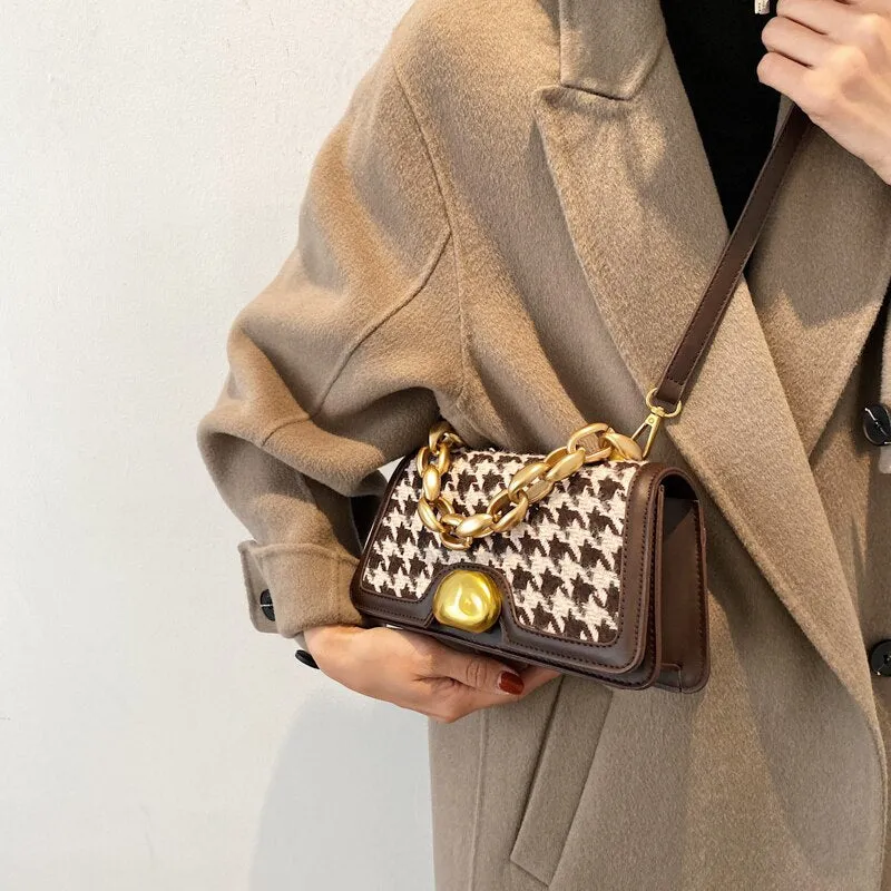 FANTASY Houndstooth Shoulder Crossbody Bag For Women Hot Sale Fashion Design Handbag Woolen Cloth Luxury Travel Bag Good Quality