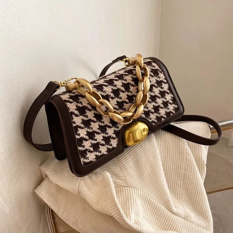 FANTASY Houndstooth Shoulder Crossbody Bag For Women Hot Sale Fashion Design Handbag Woolen Cloth Luxury Travel Bag Good Quality