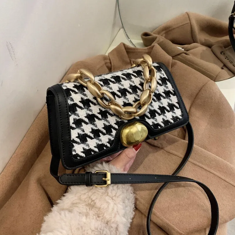 FANTASY Houndstooth Shoulder Crossbody Bag For Women Hot Sale Fashion Design Handbag Woolen Cloth Luxury Travel Bag Good Quality