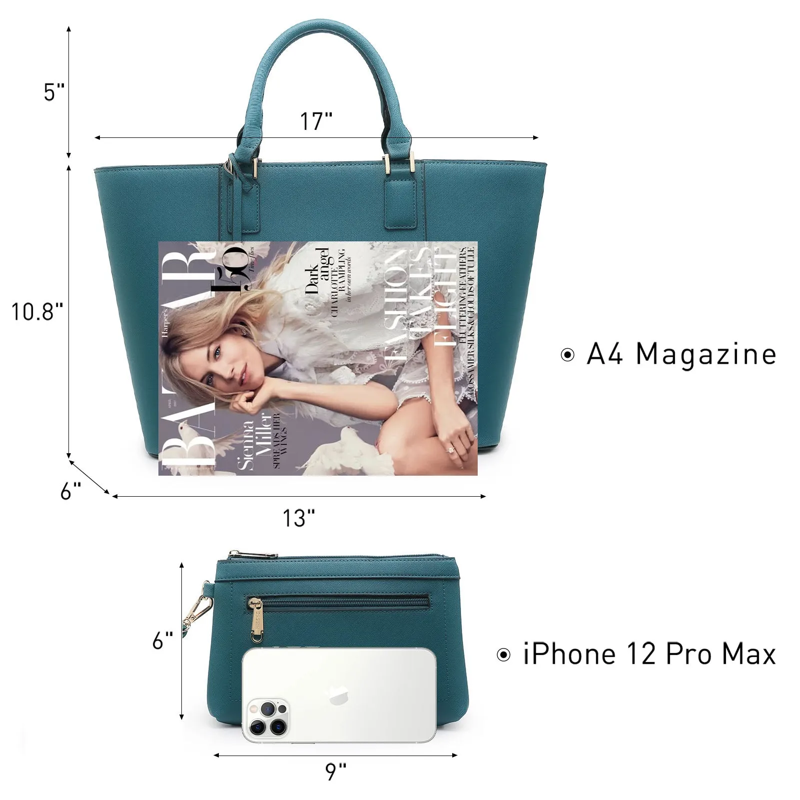 Fashion Stitching Color Large Tote Bag with Matching Wallet Dasein