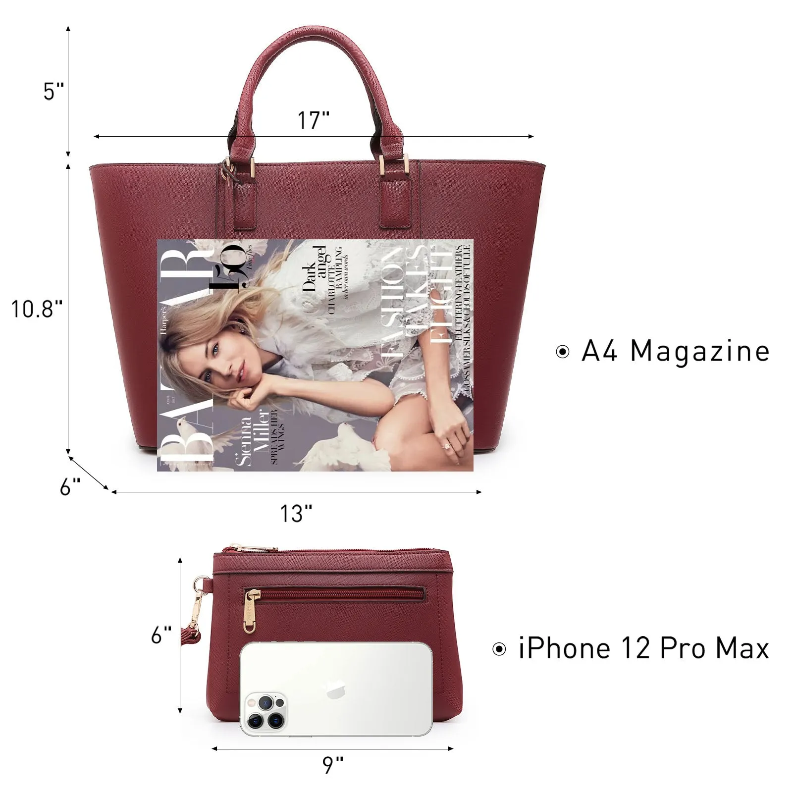 Fashion Stitching Color Large Tote Bag with Matching Wallet Dasein