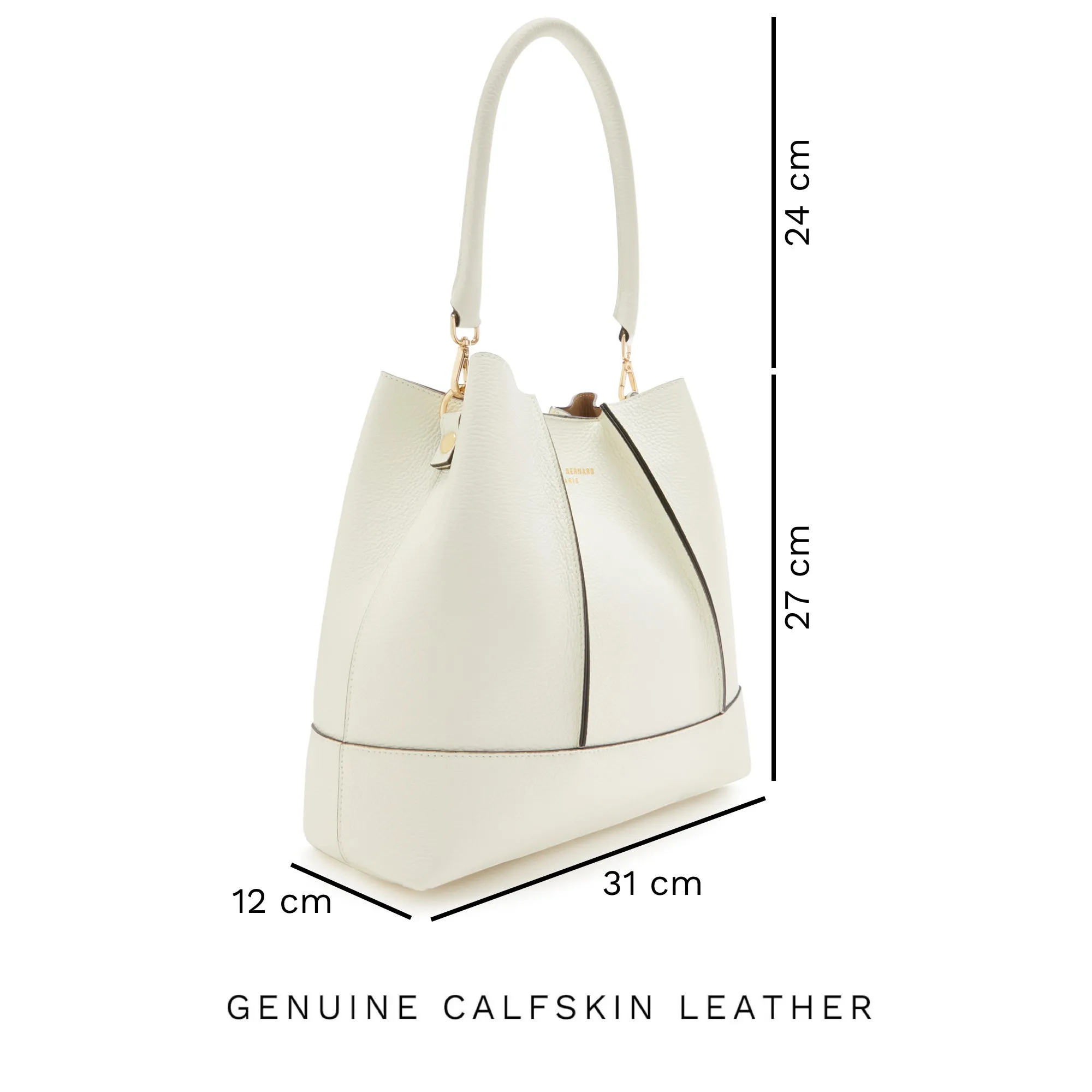 Femme Forte Macie cream calfskin leather shoulder bag