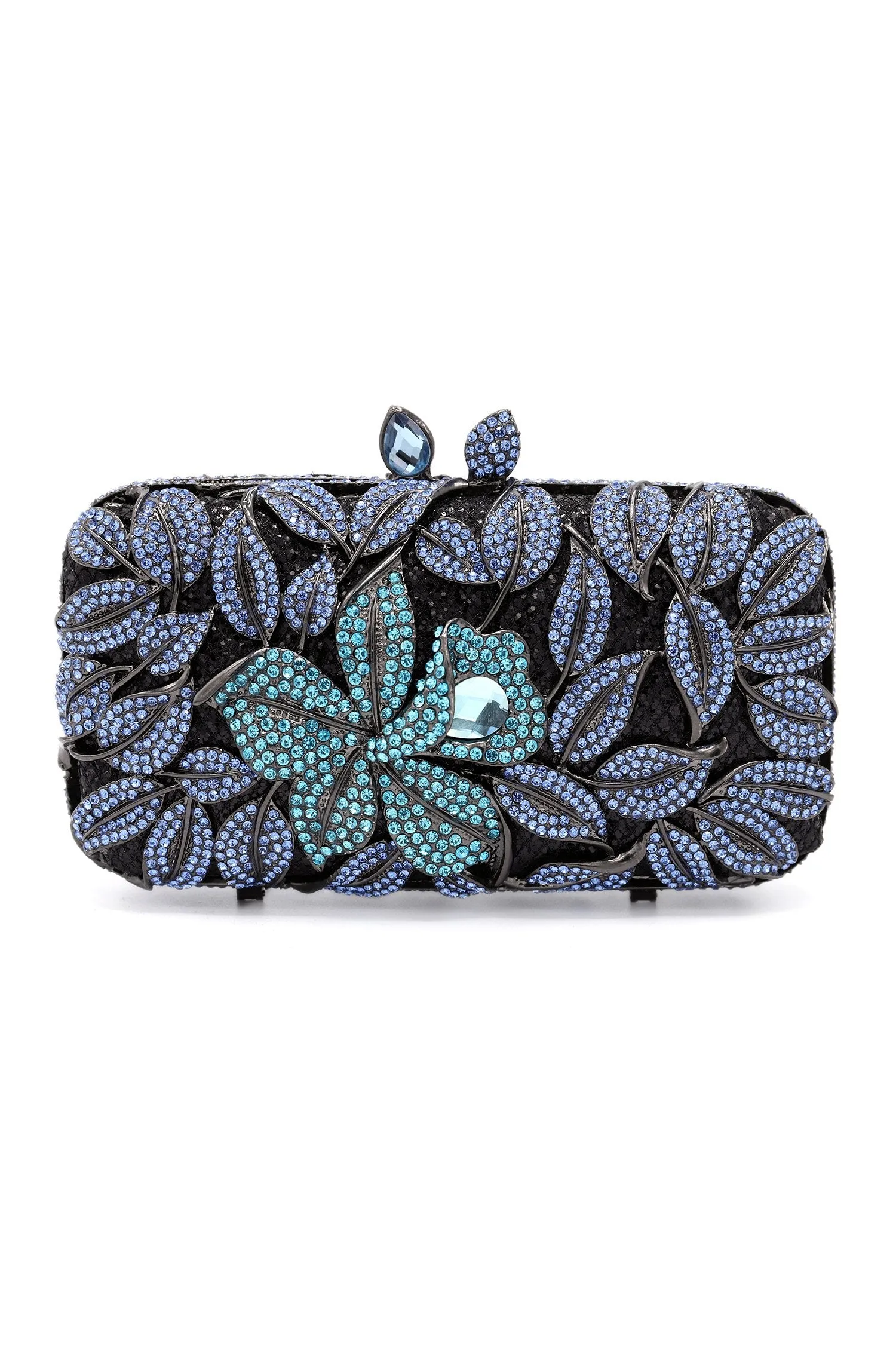 GARDEN RHINESTONE CLUTCH-MIX-BLUE