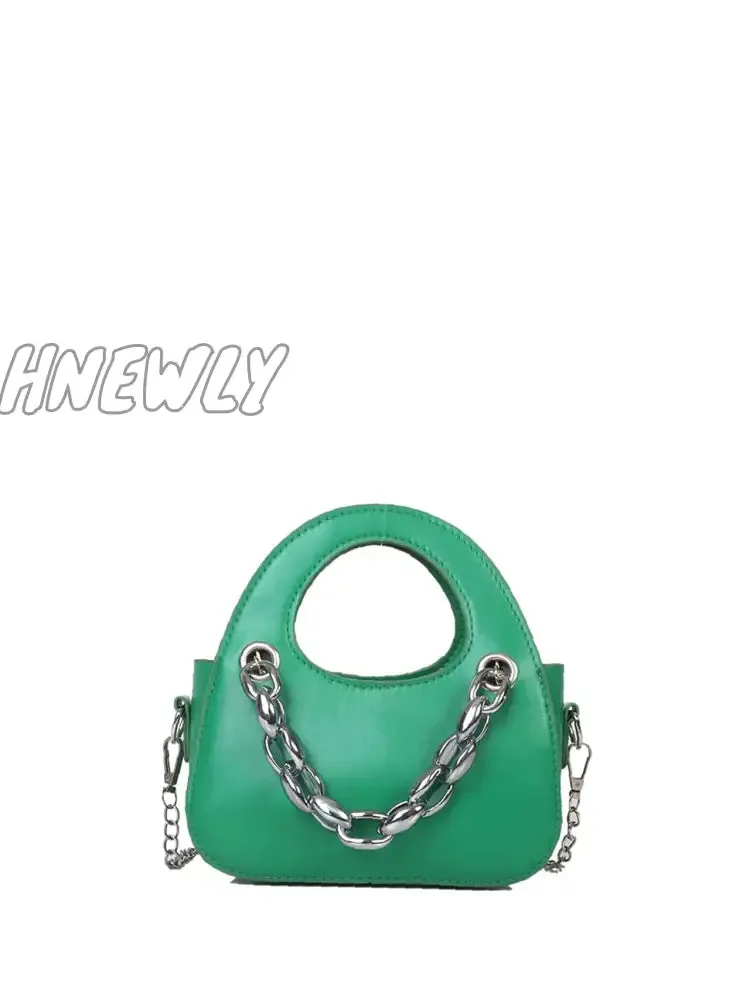 Hnewly - Minimalist Chain Decor Saddle Bag  - Women Satchels