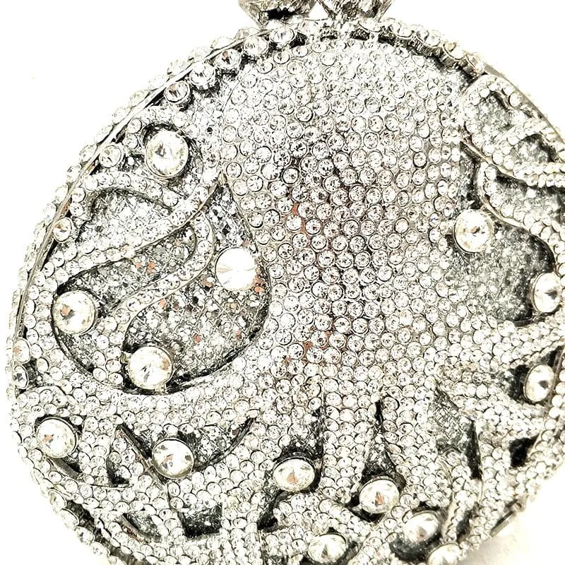 Hollow Out Diamante Octopus Crystal Clutches Purse