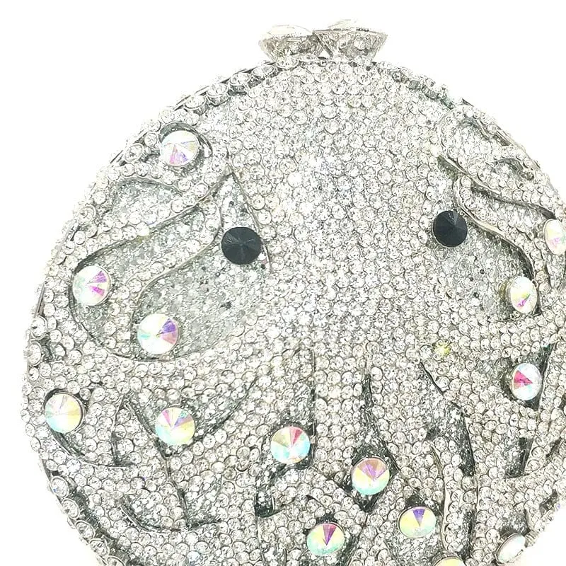 Hollow Out Diamante Octopus Crystal Clutches Purse