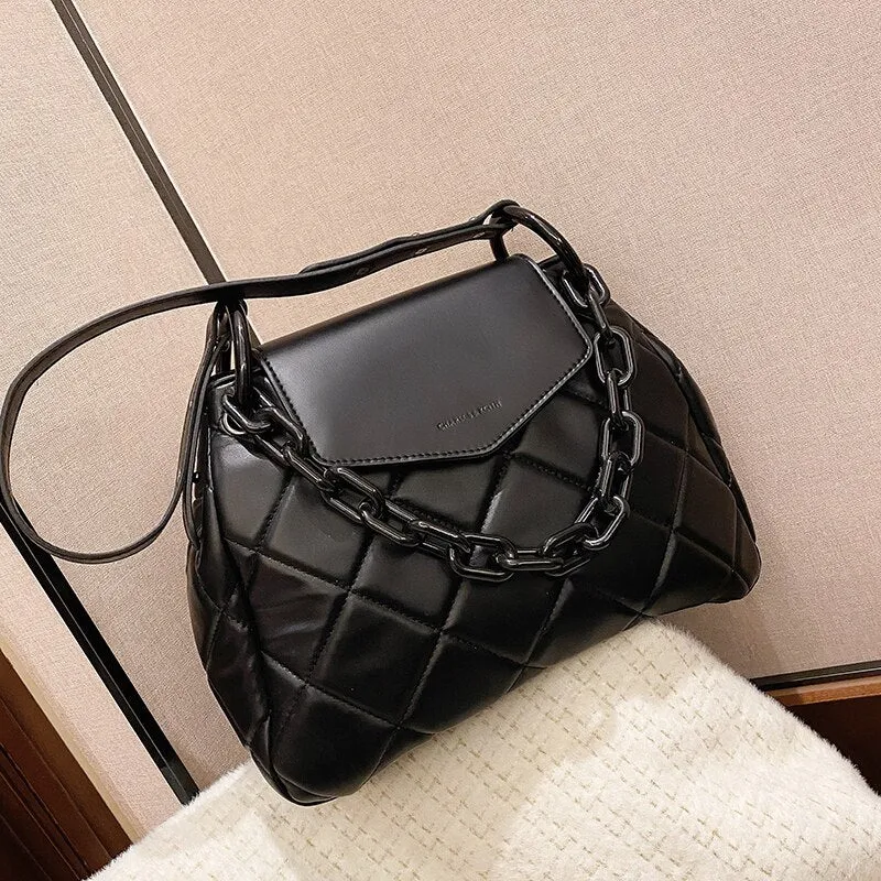 Lattice Large Chain Tote bag 2021 Fashion New Quality PU Leather Women's Designer Handbag High capacity Shoulder Messenger Bag