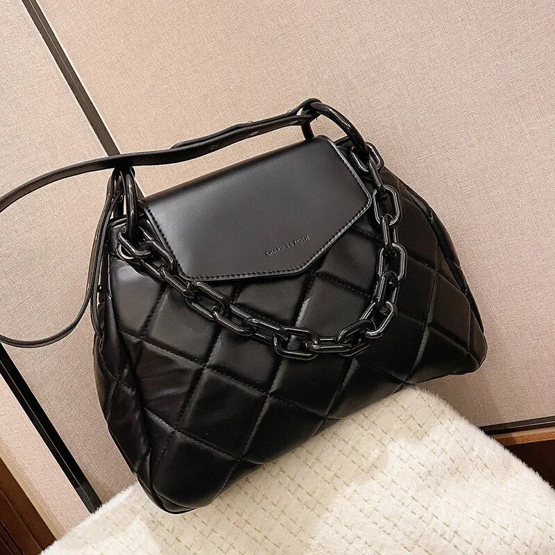 Lattice Large Chain Tote bag 2021 Fashion New Quality PU Leather Women's Designer Handbag High capacity Shoulder Messenger Bag