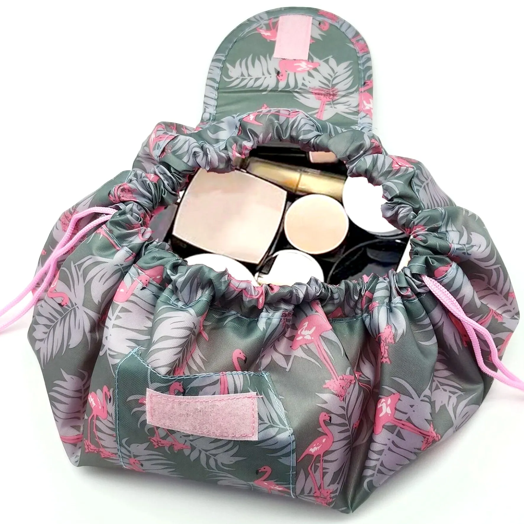 Lay-Flat Drawstring Makeup Bag