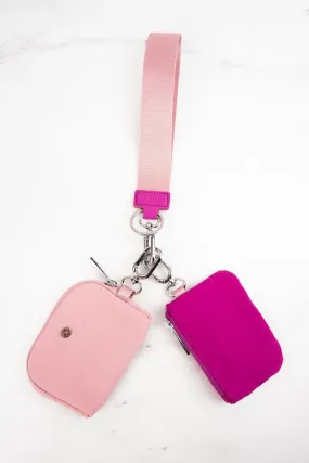 NGIL Hot Pink and Pink Dual Pouch Wristlet