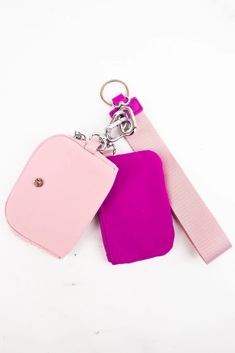 NGIL Hot Pink and Pink Dual Pouch Wristlet