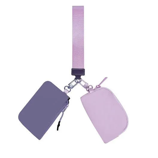 Nylon Double Pouch Clip On Wristlet Wallets