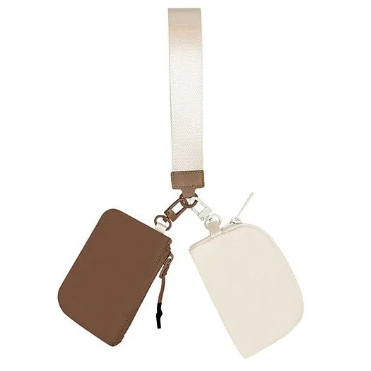 Nylon Double Pouch Clip On Wristlet Wallets