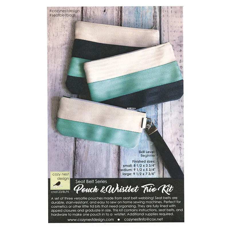 Pouch Trio & Wristlet Seat Belt Kit - Blue/White/Aqua