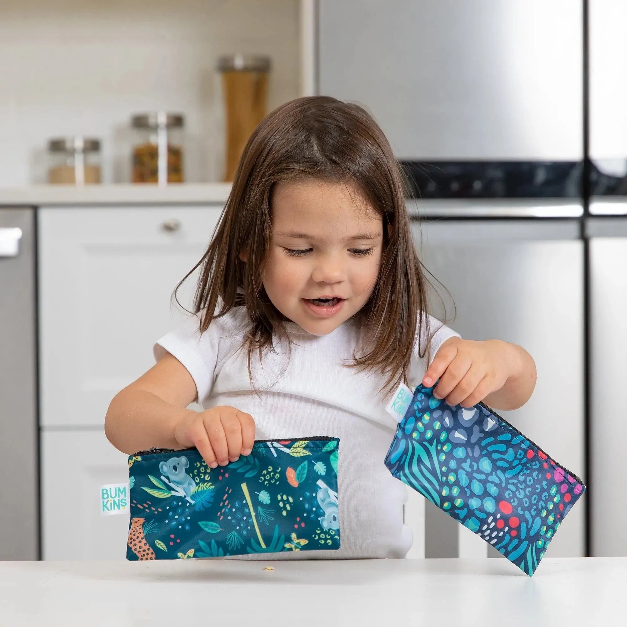 Reusable Snack Bag, Small 2-Pack: Jungle & Animal Prints