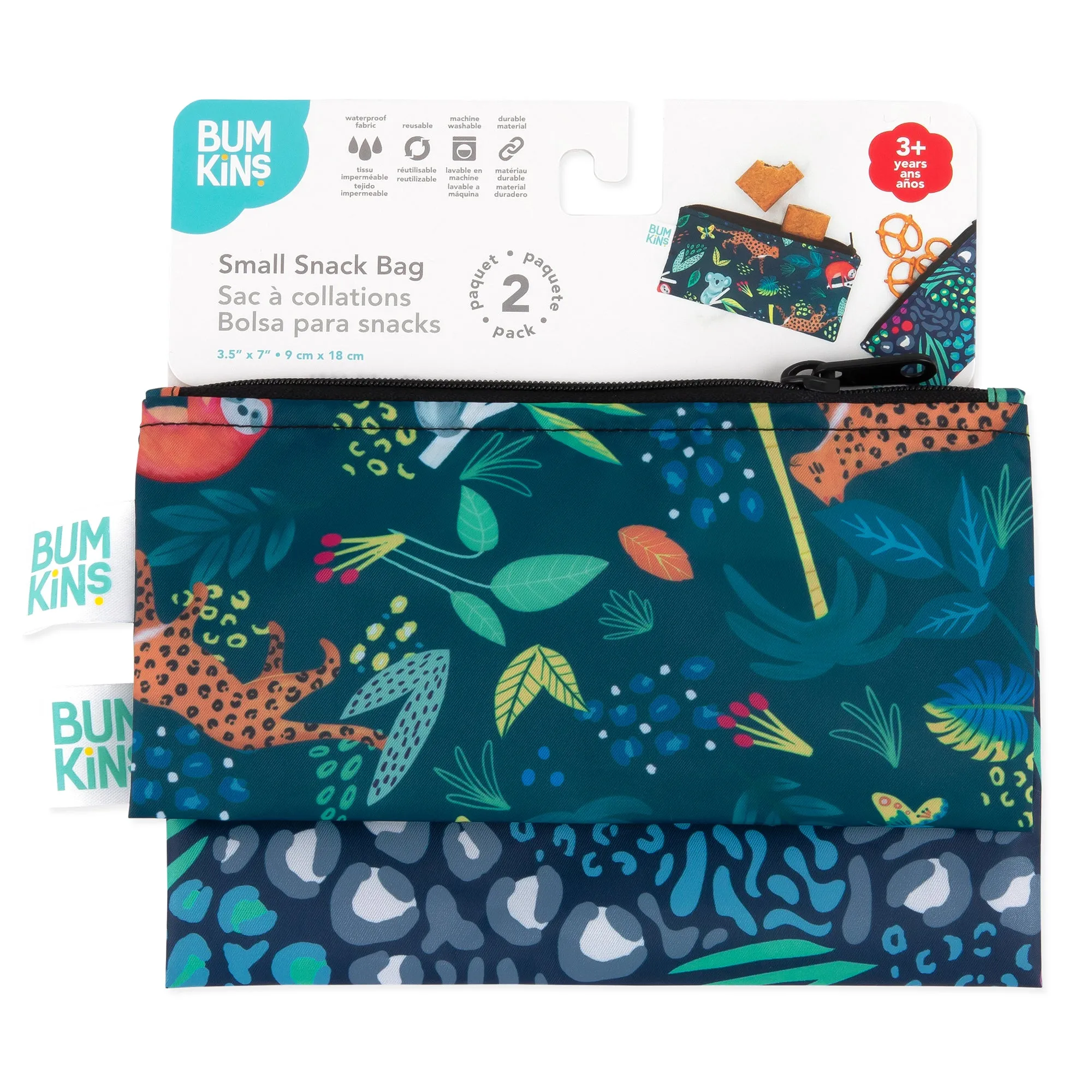 Reusable Snack Bag, Small 2-Pack: Jungle & Animal Prints