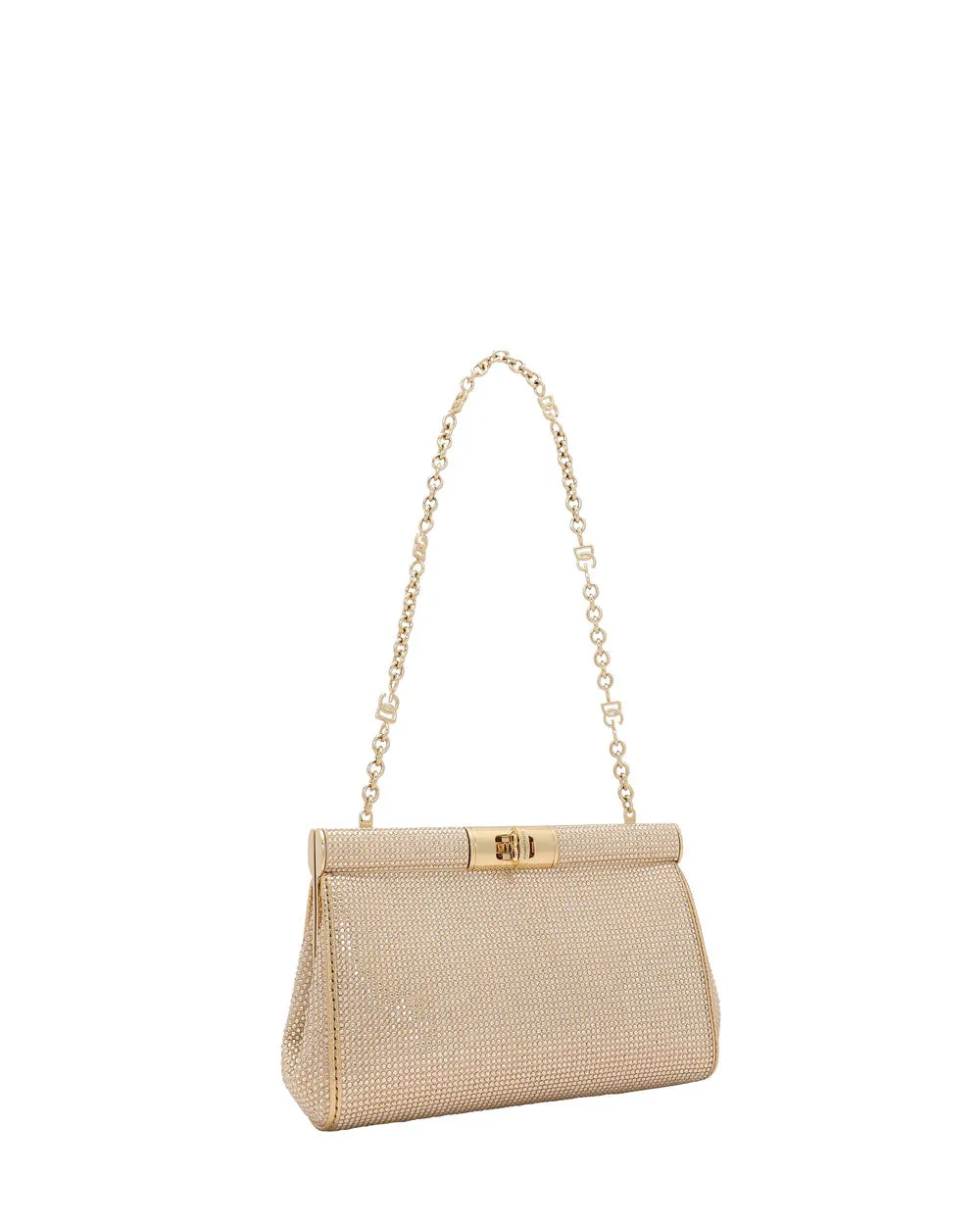 Small Marlene Rhinestone Shoulder Bag in Nude