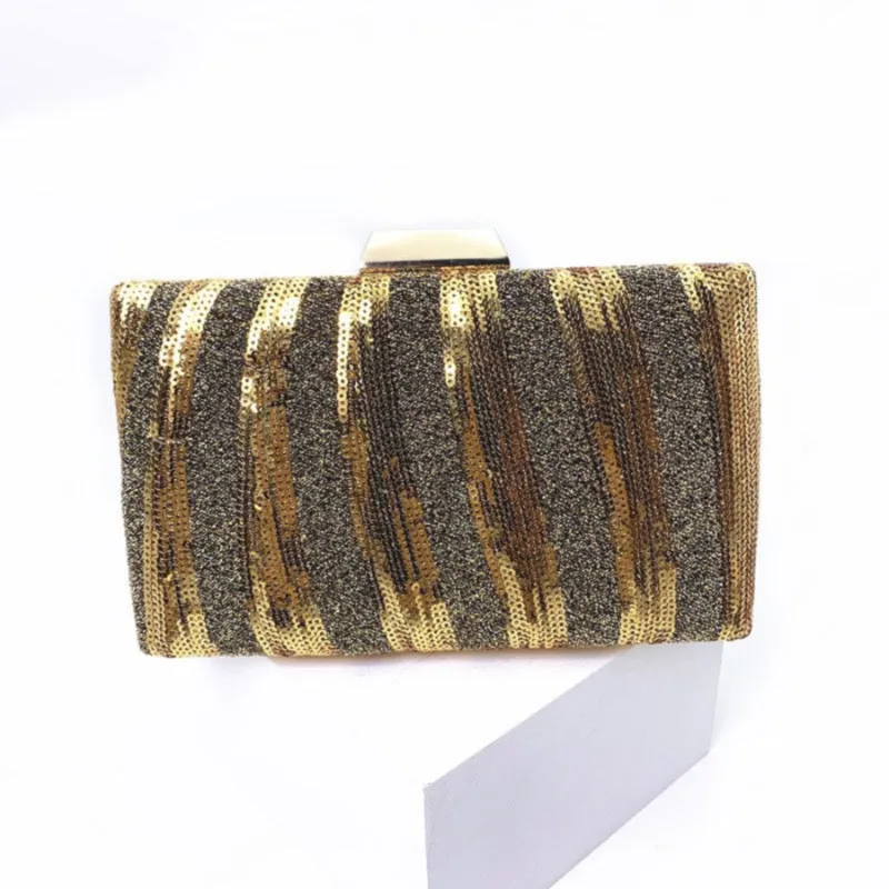 Striped Rhinestone Clutch