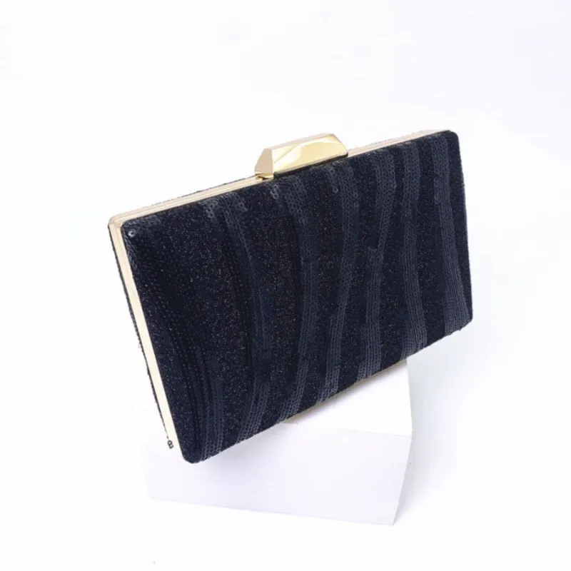 Striped Rhinestone Clutch