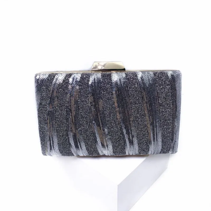 Striped Rhinestone Clutch