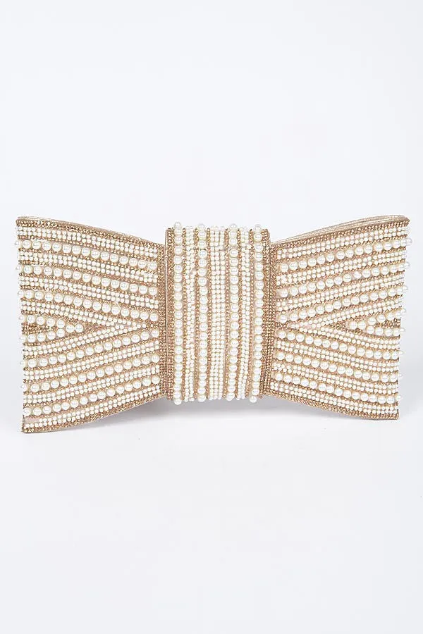 Utterly Elevated Gold Pearl Rhinestones Clutch